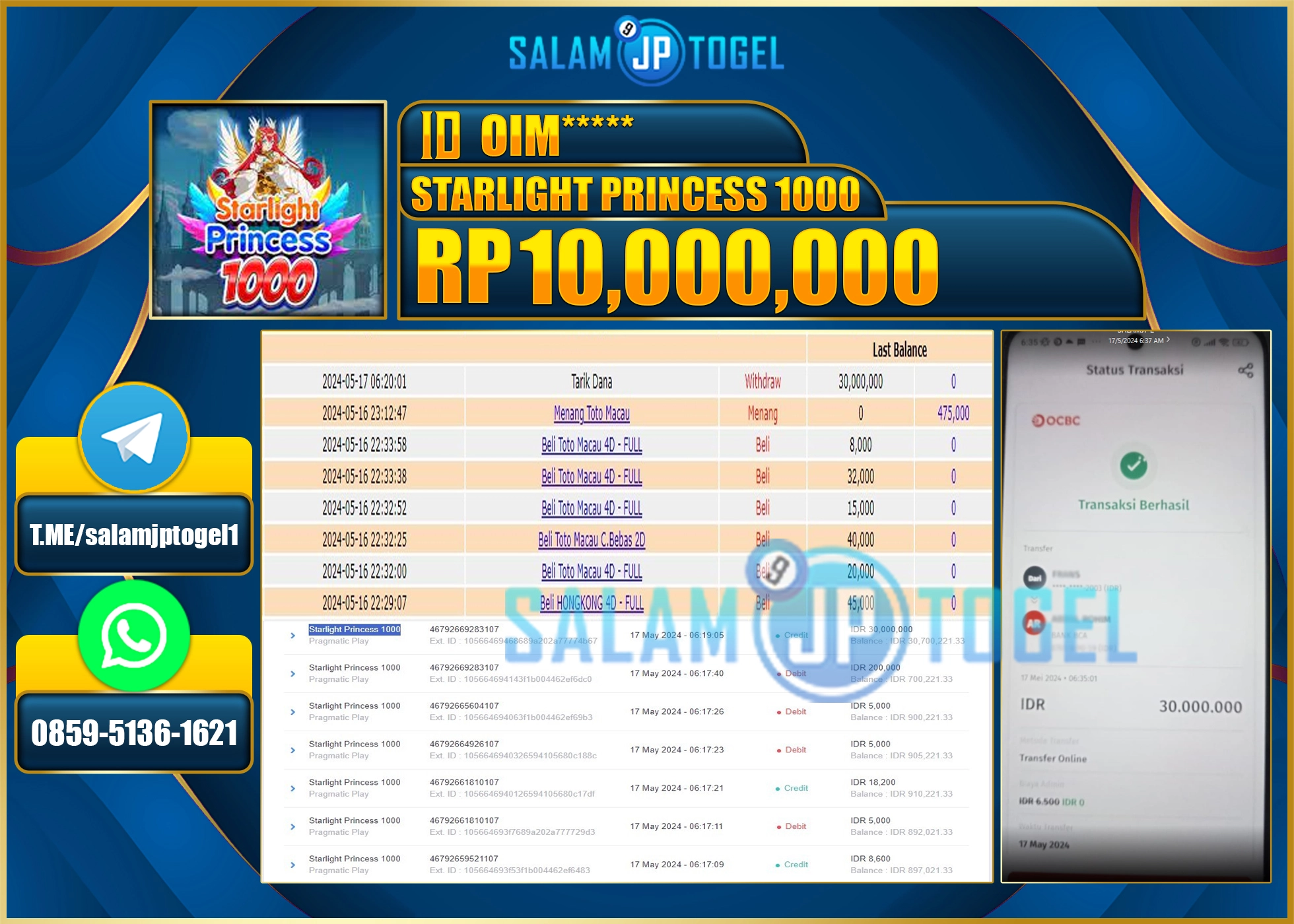SALAMJPTOGEL MENANG Starlight Princess 1000 RP. 11,000,000.,- LUNAS