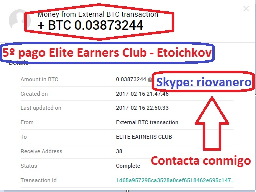 5º pago Elite Earners Club 40$ - 0.03873244 BTC F001d479e46a54c2f4512b9cb0e94863