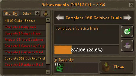 Solstice Trials and Pantheon Raid Achievements