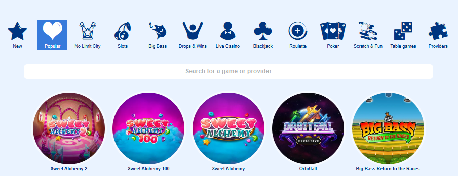 Simppeli Casino game selection