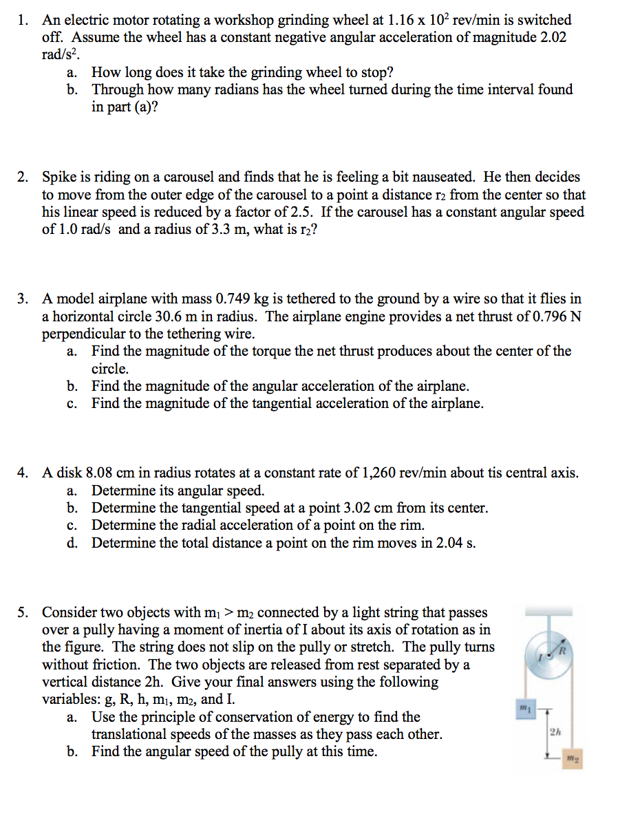 Solved An electric motor rotating a workshop grinding wheel | Chegg.com
