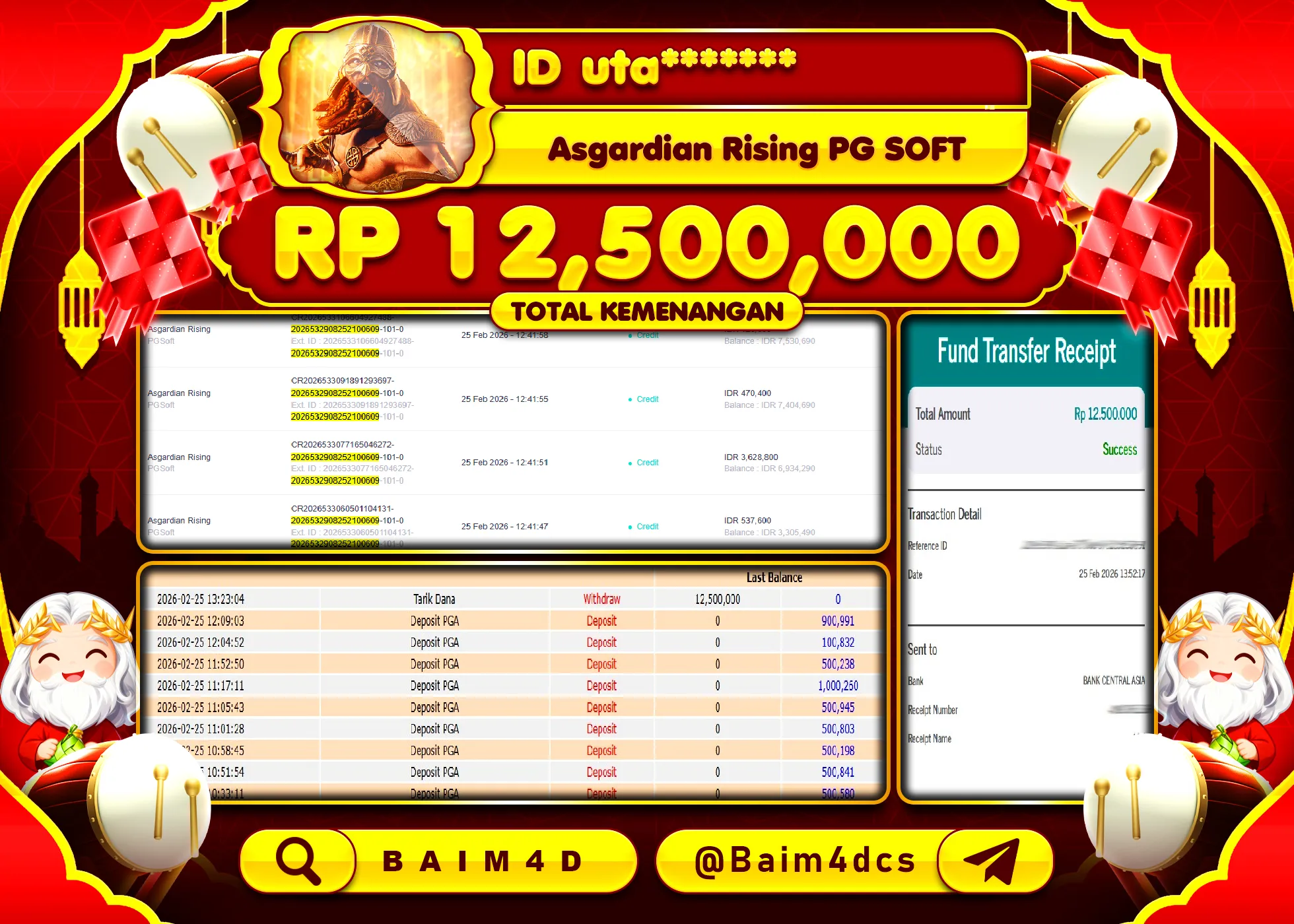 BAIM4D JACKPOT SLOT ASGARDIAN RISING PG SOFT Rp.12,500,000 - LUNAS