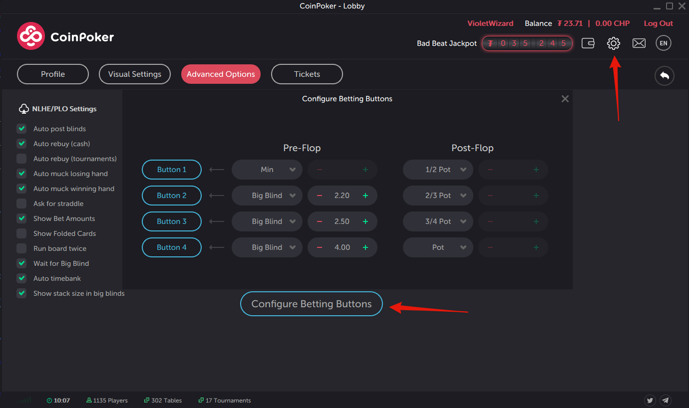 JurojinPoker Hotkeys for CoinPoker