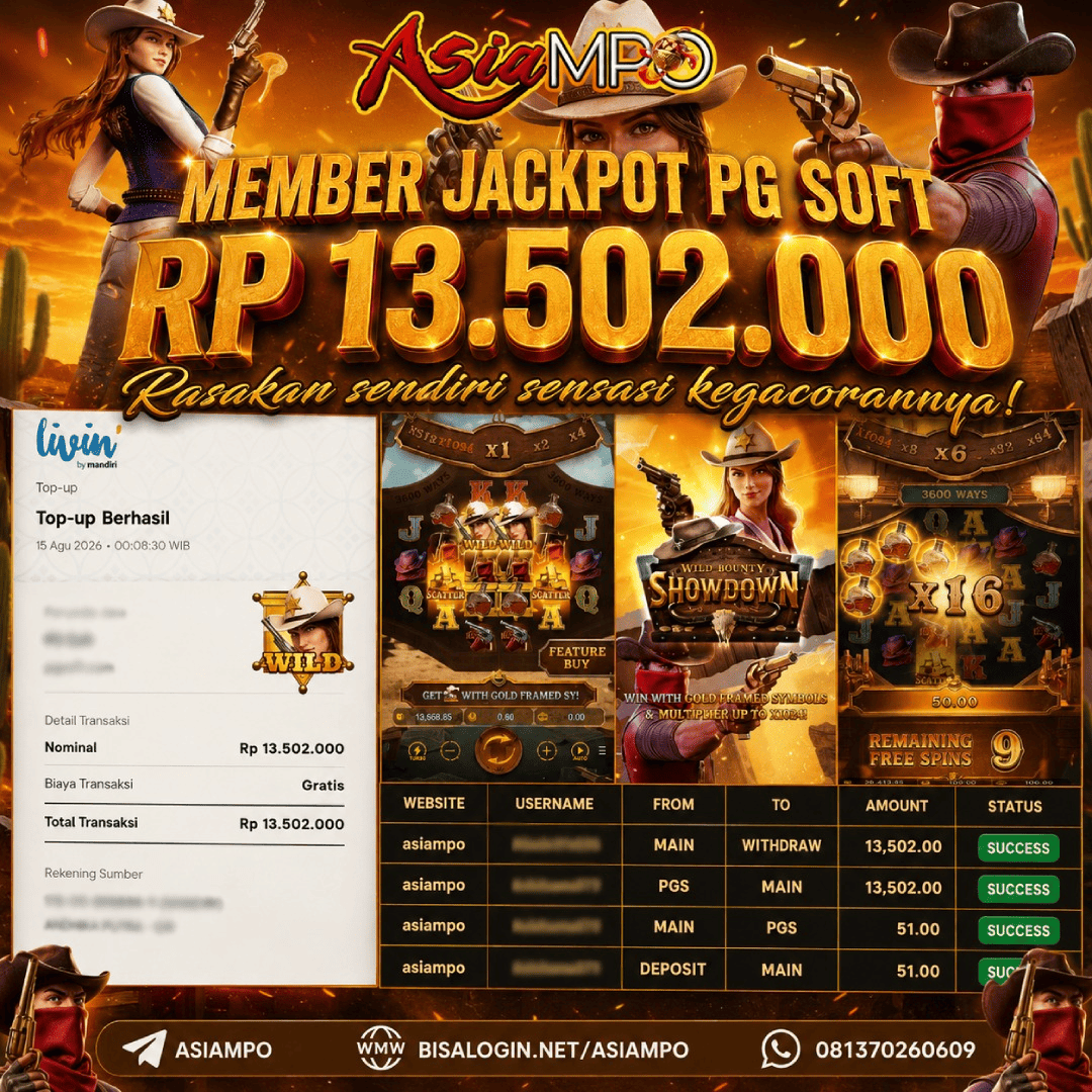 MEMBER JACKPOT WILD BOUNTY SHOWDOWN IDR 13.502.000
