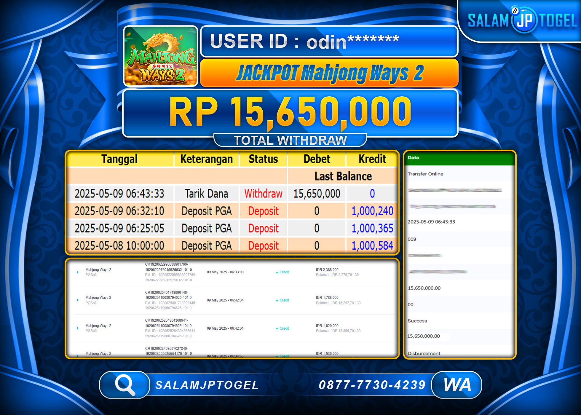 SALAMJPTOGEL MENANG MAHJONG WAYS 2 Rp.15,650,000 LUNAS