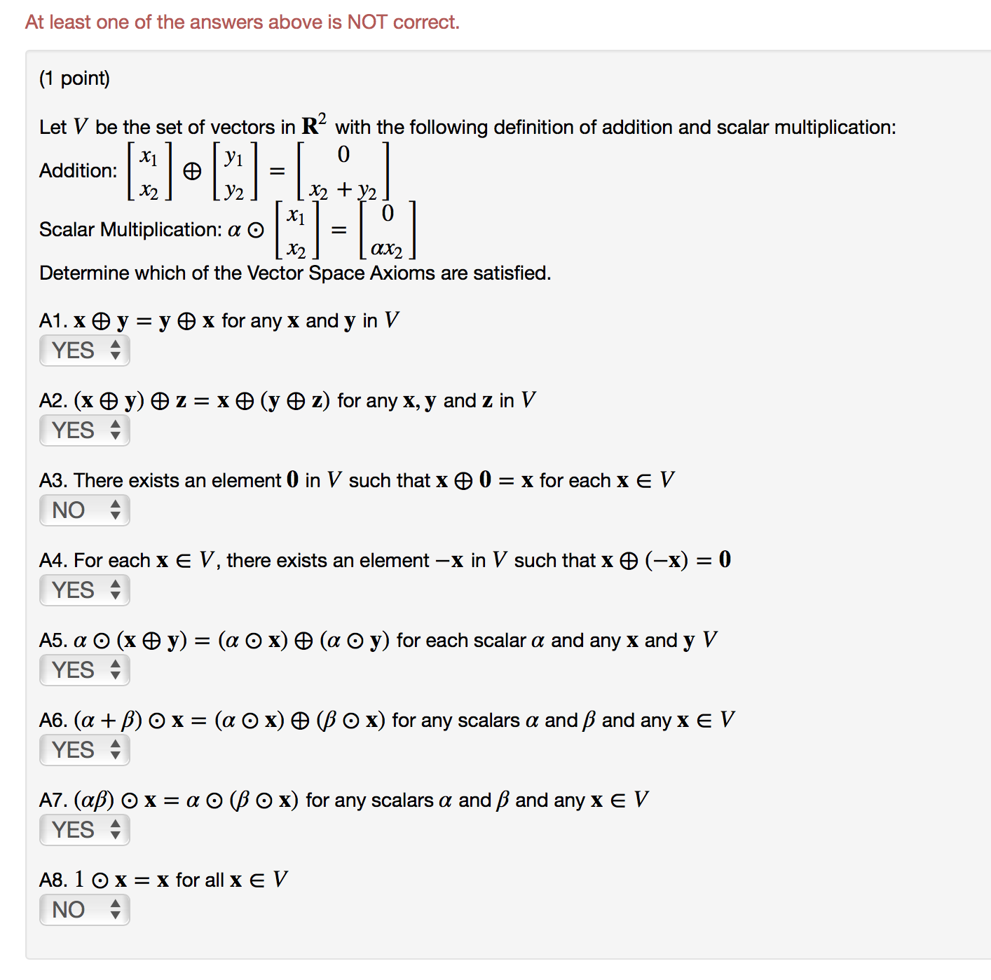 Solved At Least One Of The Answers Above Is Not Correct Chegg Com