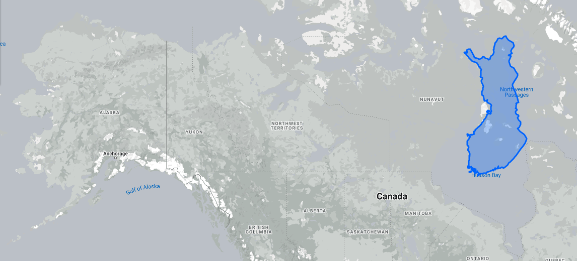 True size and latitude of Finland vs North America r/Finland