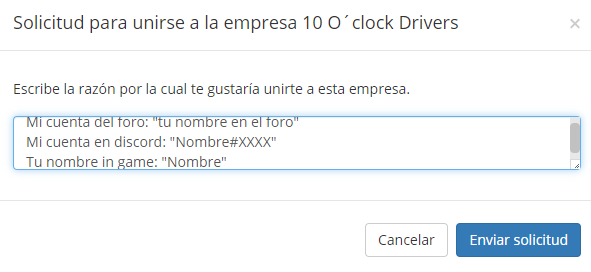 Empresa 10 O´Clock Drivers | Formulario de Inscripción F3b668770e6aed5e176963b69dd7112f