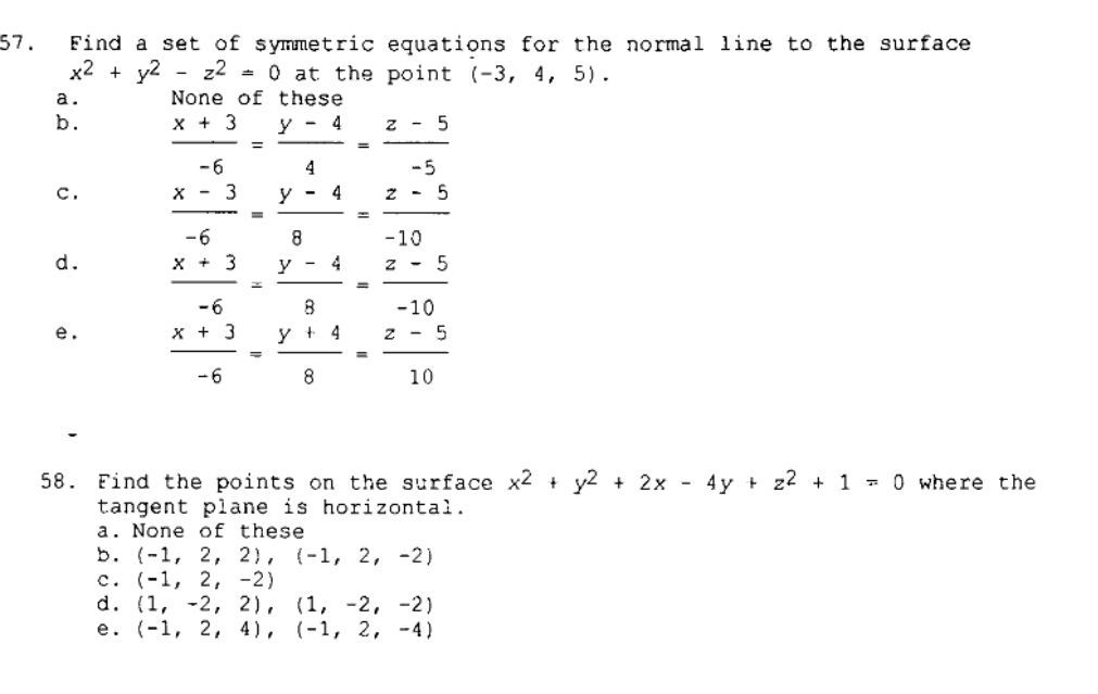 Solved 57. Find A Set Of Symmetric Equations For The Norm