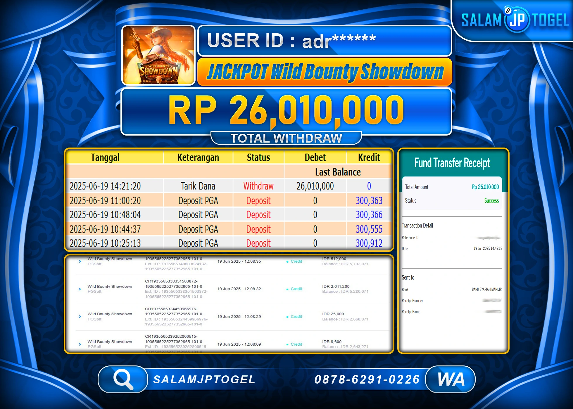 SALAMJPTOGEL MENANG Wild Bounty Showdown Rp.26,010,000 LUNAS