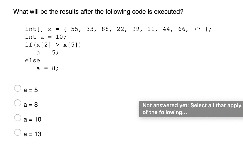 Solved What will be the results after the following code is | Chegg.com