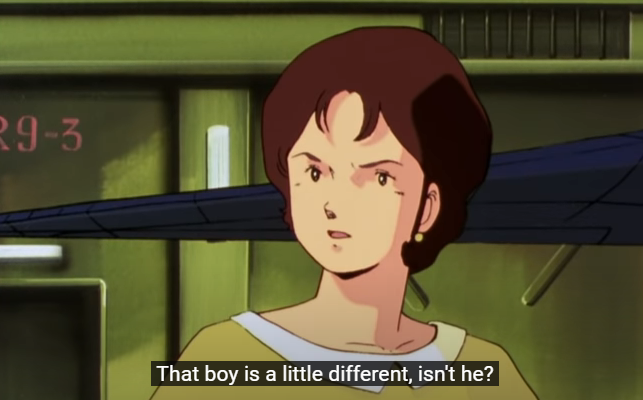 Mirai saying "That boy is a little different, isn't he?"