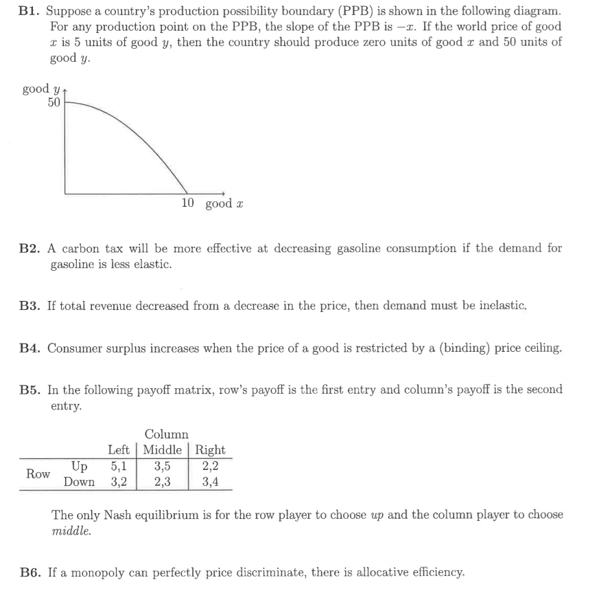 Solved B1. Suppose A Country's Production Possibility | Chegg.com