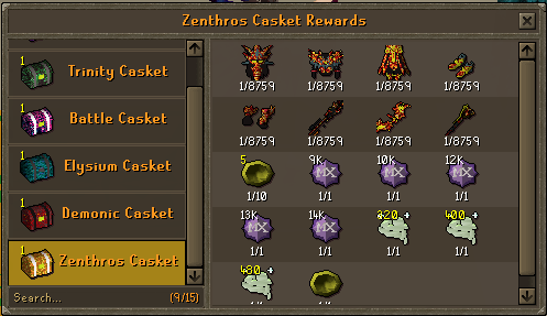 Zenthros Casket Rewards