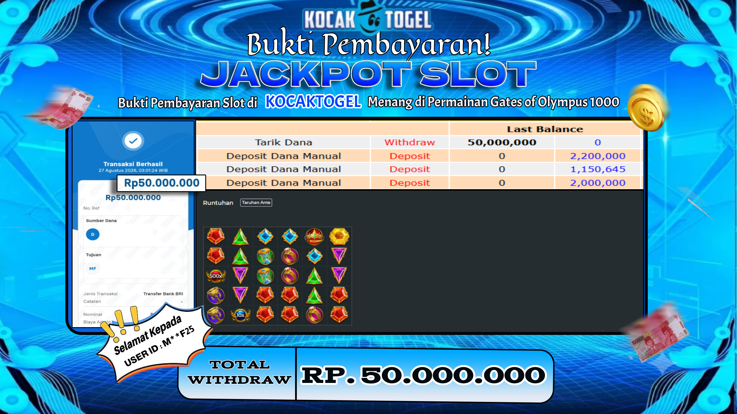 🏆 BUKTI KEMENANGAN Gates of Olympus 1000 MEMBER KOCAKTOGEL  🏆