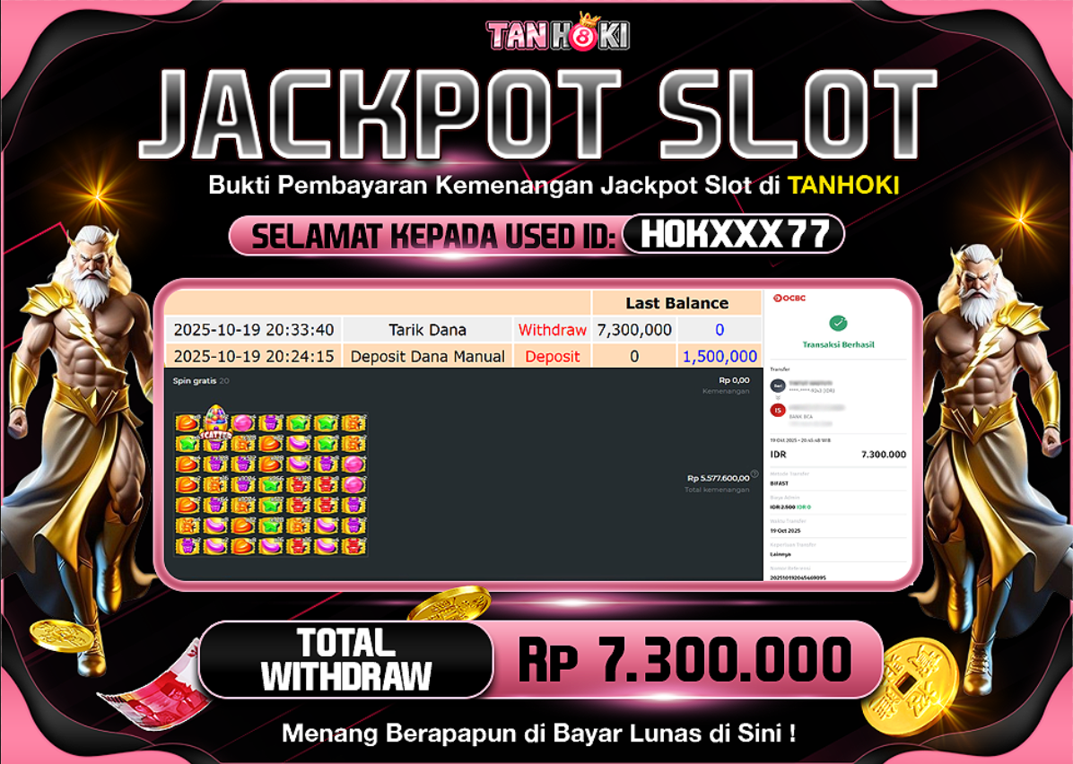 TANHOKI JACKPOT SLOT SUGAR RUSH Rp.7.300.000,- LUNAS