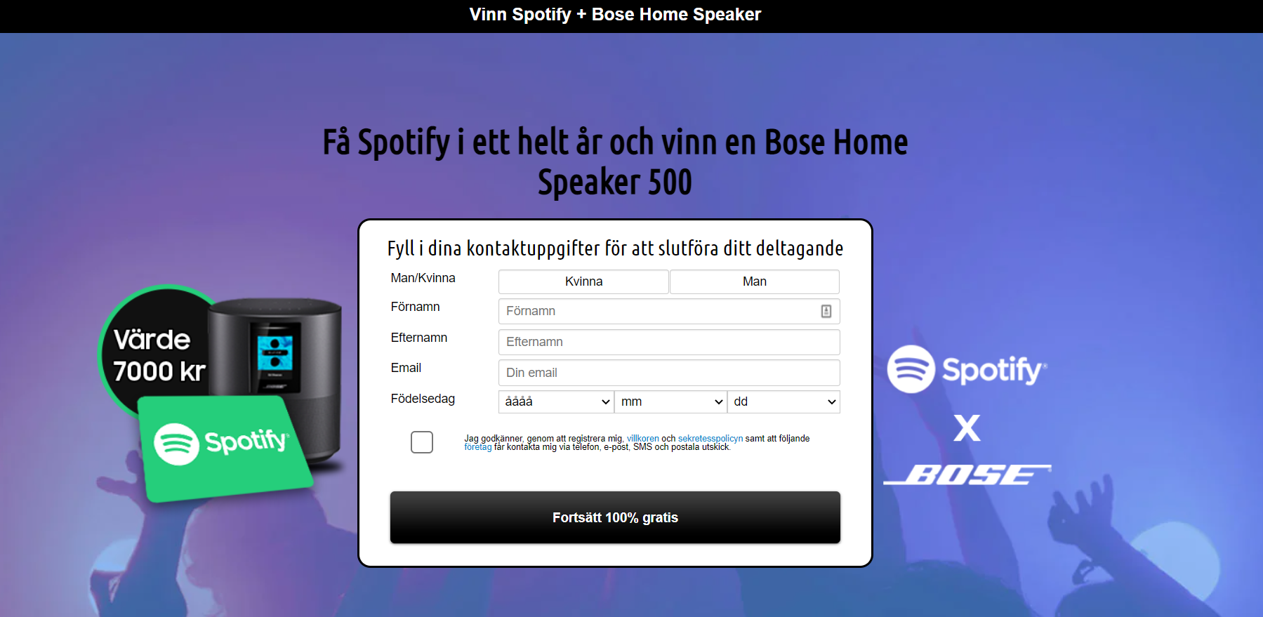 Vinn en 7000 kr Spotify nu!