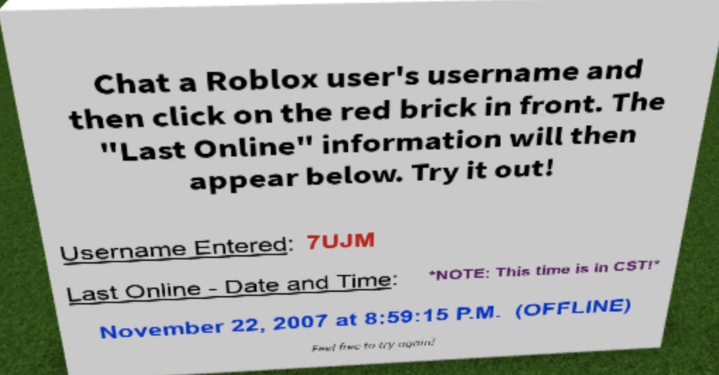 Roblox Last Online Information