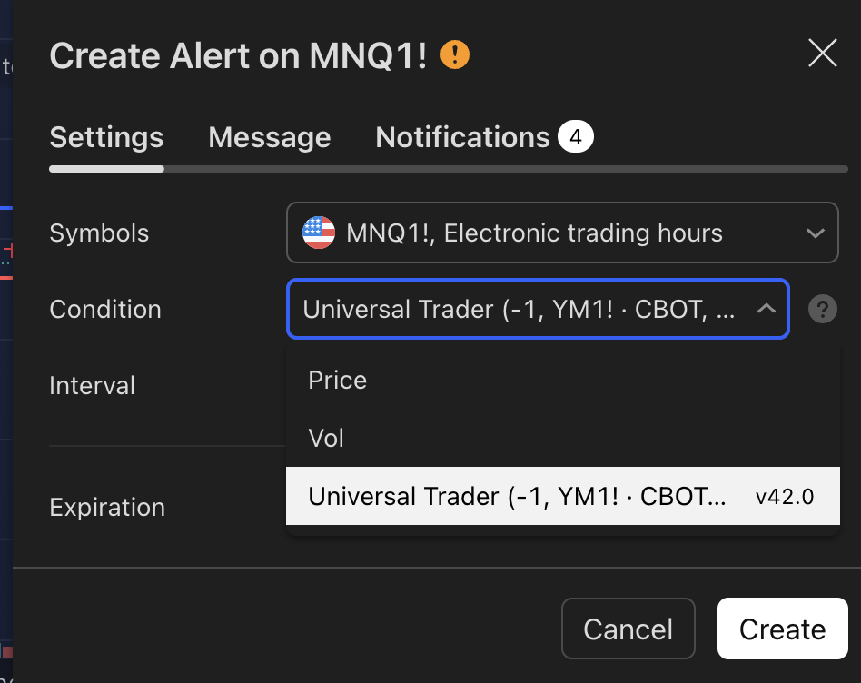 Strategy selection in TradingView