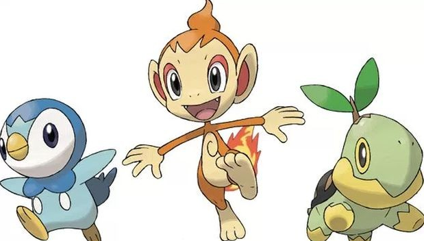 Pokémon iniciales de la cuarta generación. De izquierda a derecha: Piplup, Chimchar y Turtwig. Pokémon iniciales de la cuarta generación. De izquierda a derecha: Piplup, Chimchar y Turtwig.