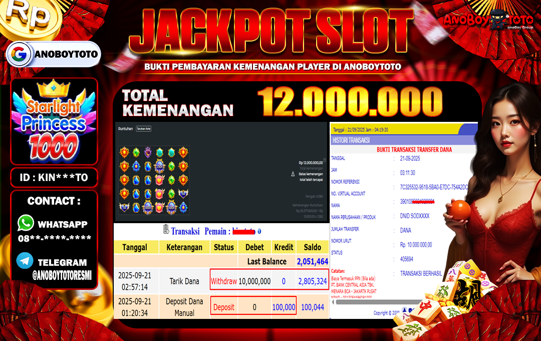 ANOBOYTOTO di Starlight Princess 1000 Pragmatic RP.12.000.000 LUNAS