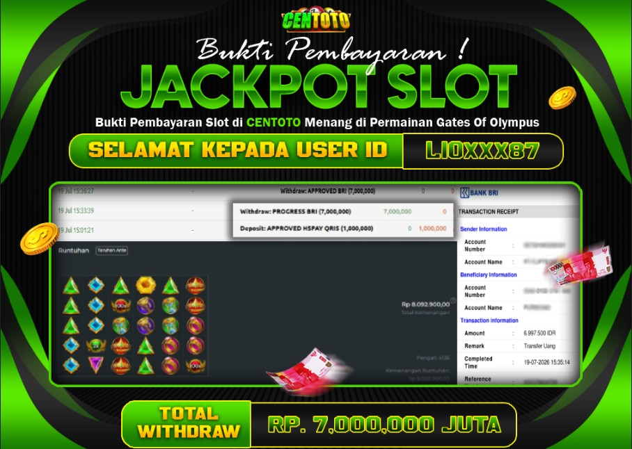 BUKTI JACKPOT LUNAS CENTOTO  RP.7.000.000,-LUNAS