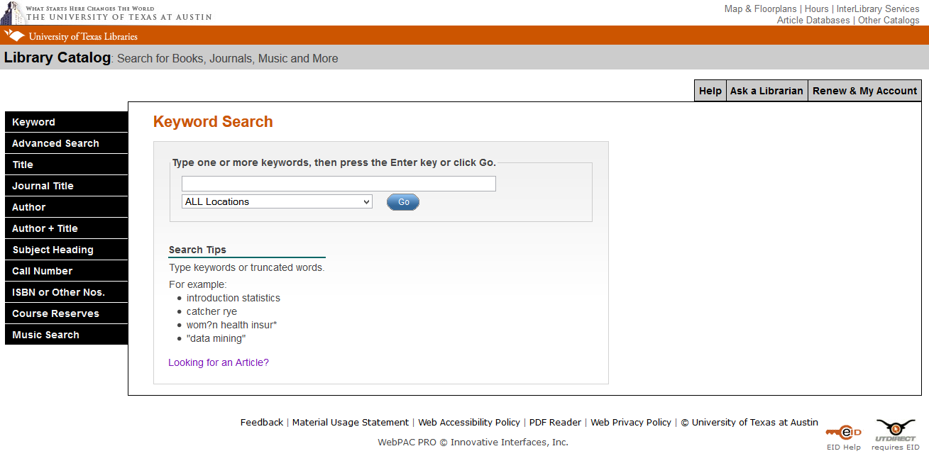 http://catalog.lib.utexas.edu/