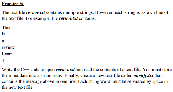 Solved Practice 5: The text file review.txt contains | Chegg.com
