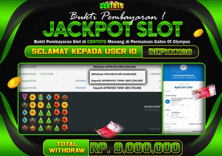 BUKTI JACKPOT LUNAS CENTOTO  RP 9.000.000,-LUNAS