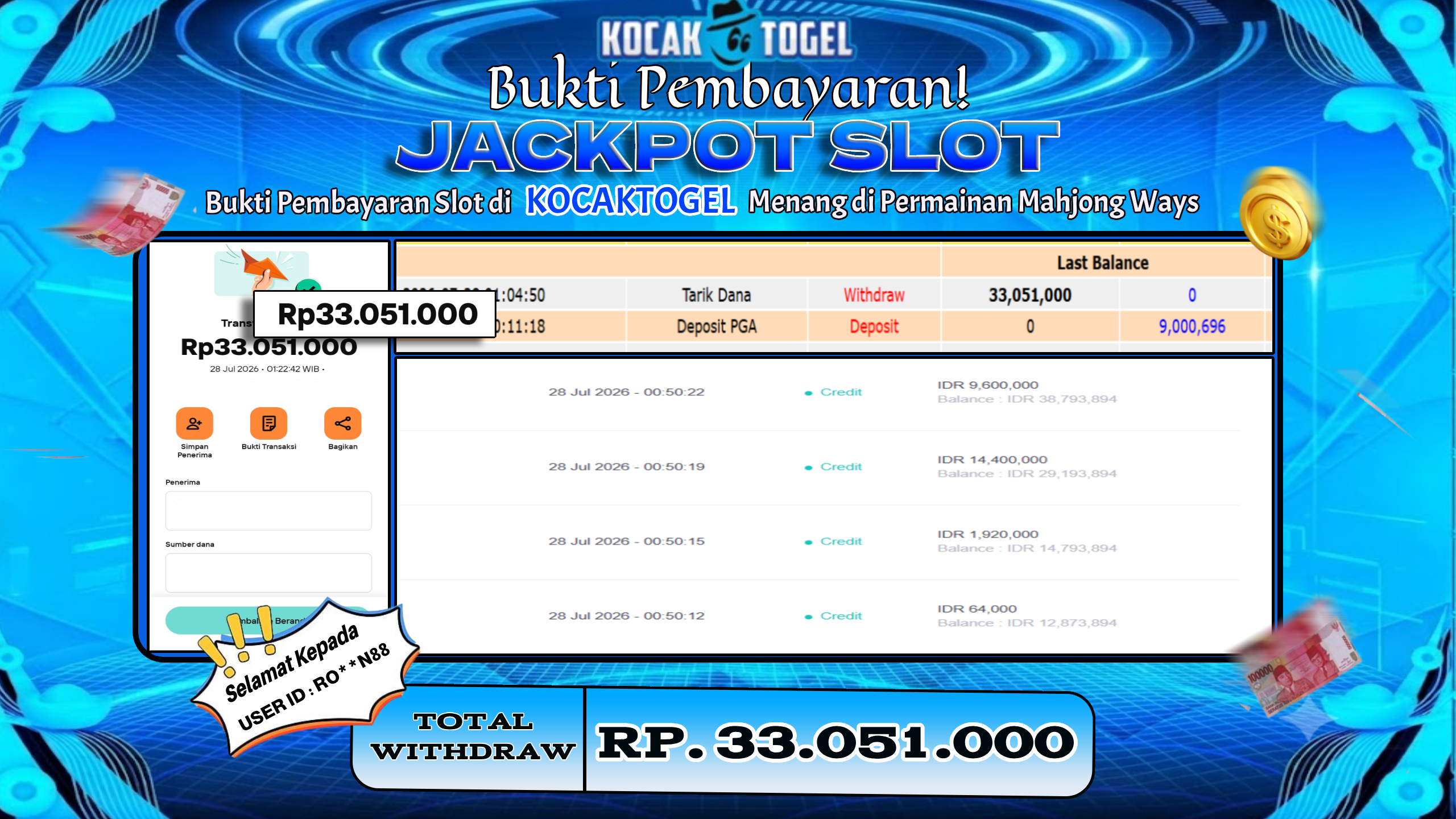 🏆 BUKTI KEMENANGAN Mahjong Ways MEMBER KOCAKTOGEL  🏆