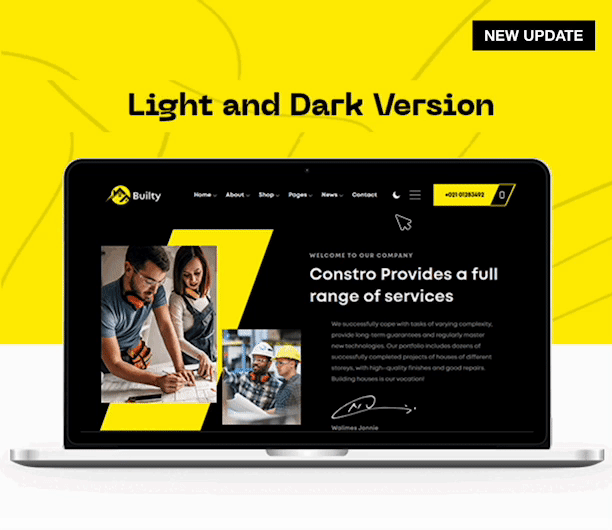Builty - Construction WordPress Theme - Light and Dark