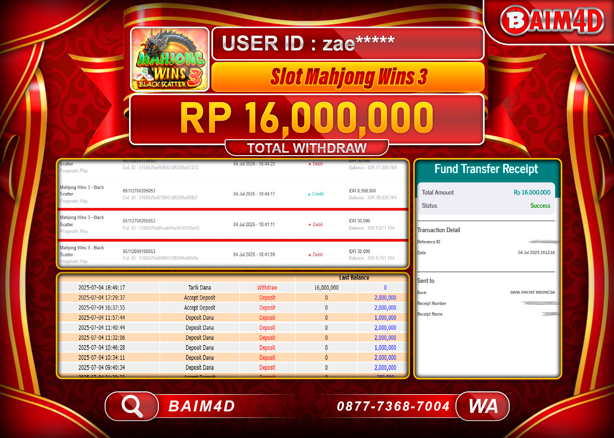 BAIM4D JACKPOT SLOT Mahjong Wins 3 - Black Scatter  Rp.16,000,000.- LUNAS