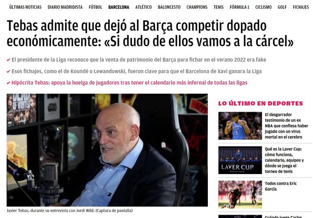 TEBAS: "MANDO YO y EL FARSA NO VA A SER SANCIONADO POR LA LIGA NUNCA"