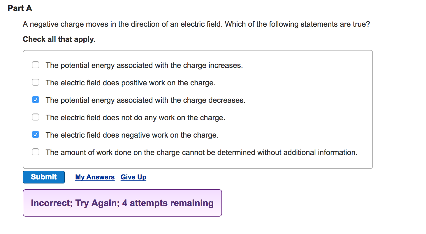 Solved A Negative Charge Moves In The Direction Of An Ele...