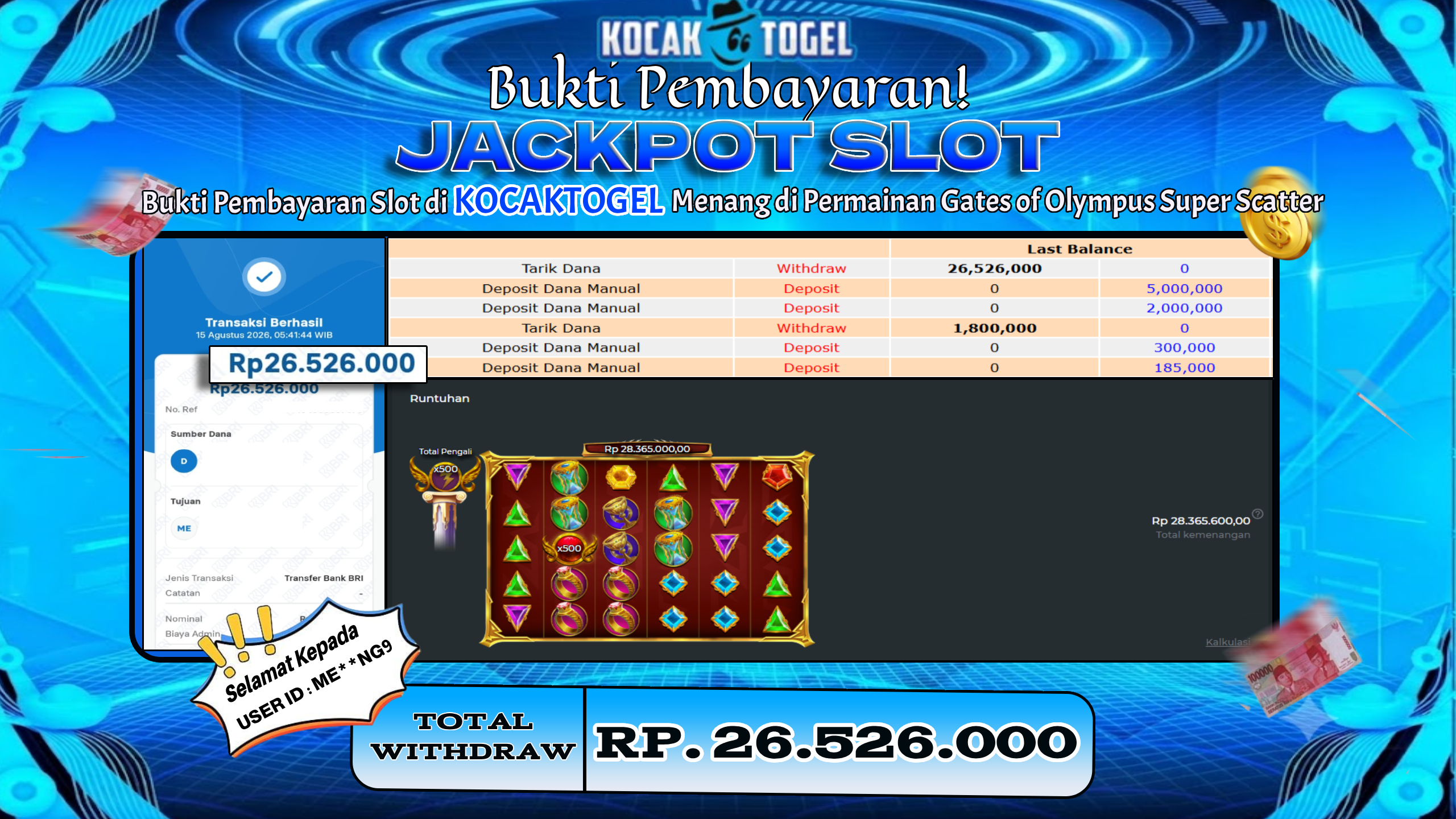 🏆 BUKTI KEMENANGAN Gates of Olympus Super Scatter MEMBER KOCAKTOGEL  🏆