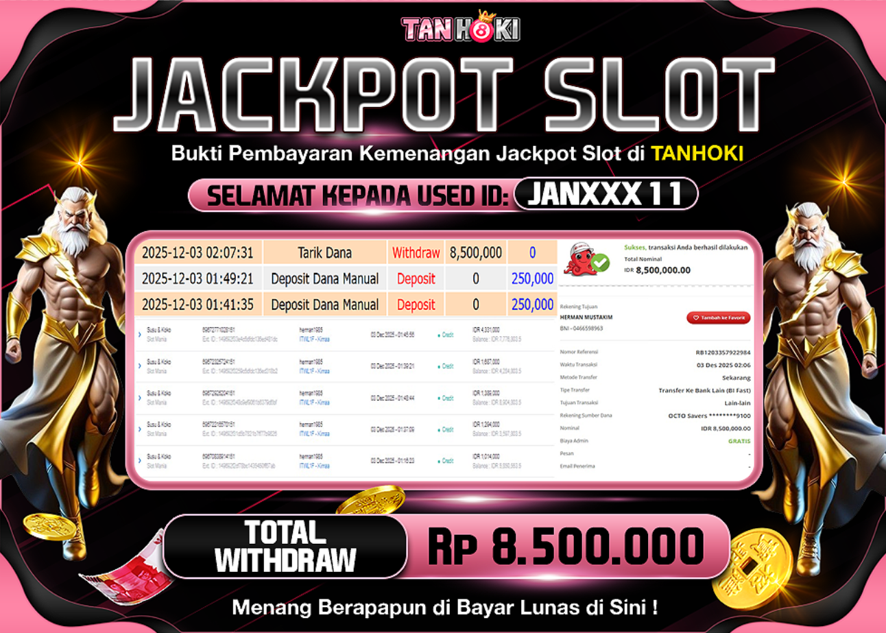 TANHOKI JACKPOT SLOT SUSU & KOKO Rp..10.500.000,- LUNAS