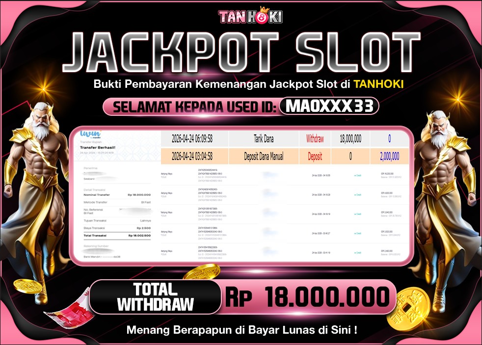 HAPPY JACKPOT MEMBER TANHOKI SLOT MAHJONG WAYS  Rp  18.000.000-, - LUNAS