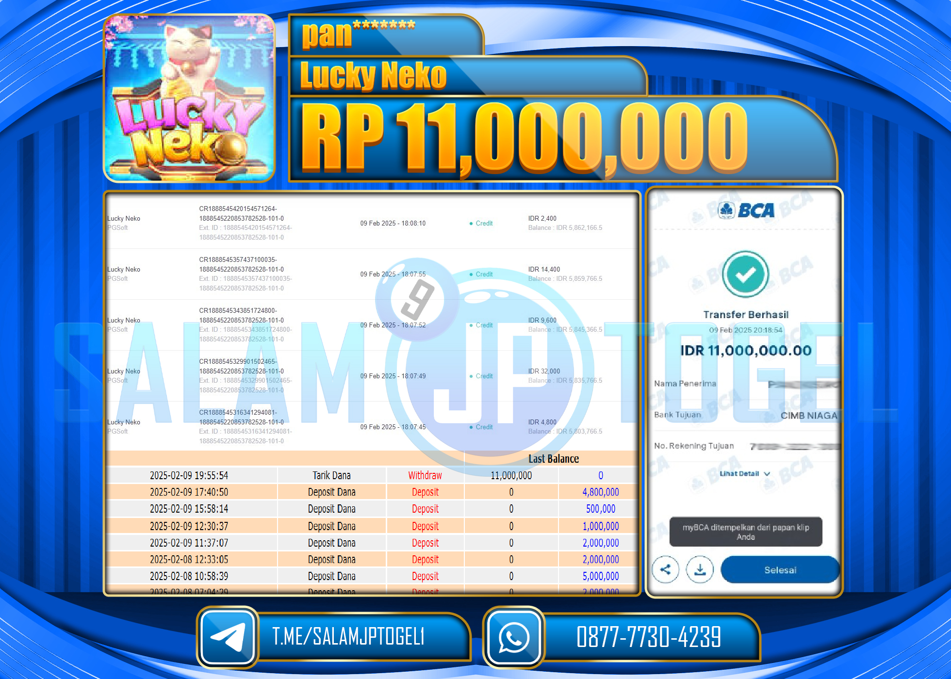 SALAMJPTOGEL MENANG LUCKY NEKO GAMES Rp.11,000,000 LUNAS