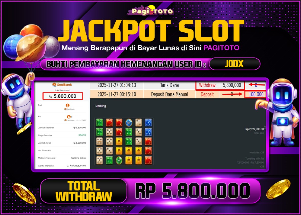 HAPPY JACKPOT MEMBER PAGITOTO SLOT GATES OF OLYMPUS DICE Rp  5.800.000-, - LUNAS