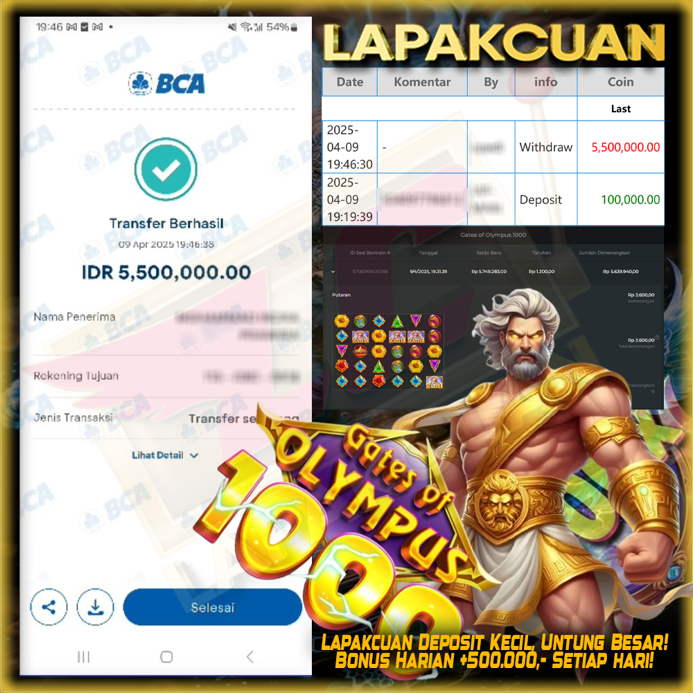Bukti kemenangan member lapakcuan