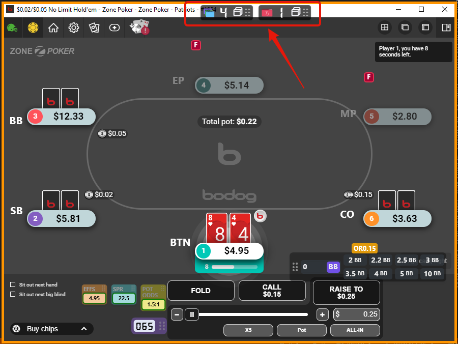 Multitabling online poker