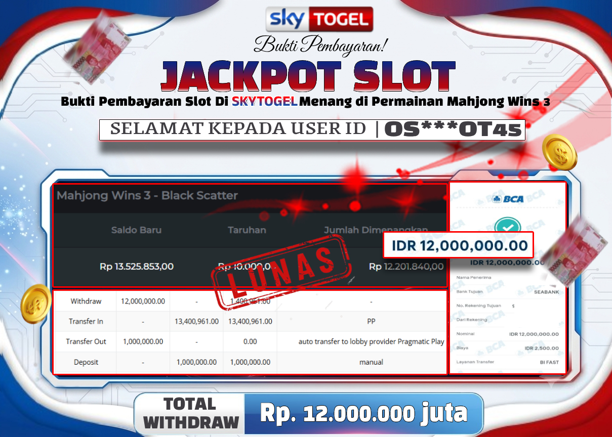 🏆 BUKTI KEMENANGAN  Mahjong Wins 3 - Black Scatter   MEMBER SKYTOGEL🏆