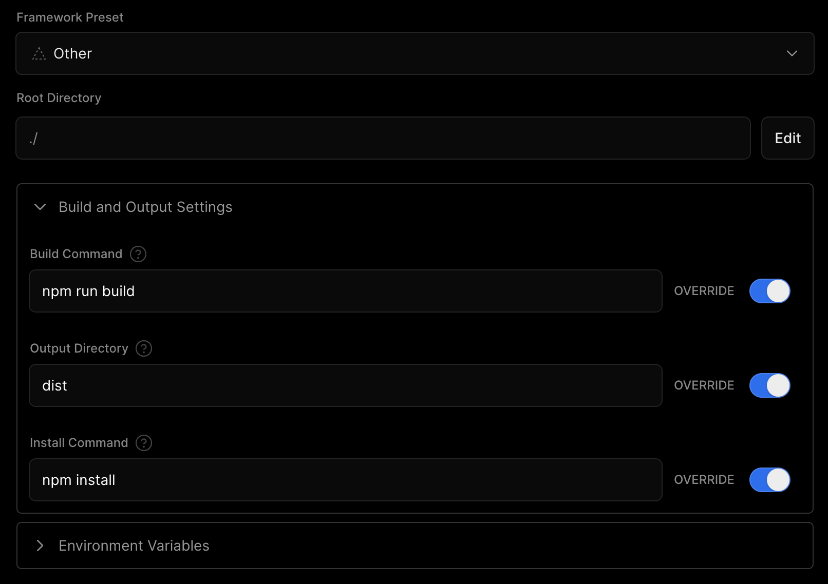 Vercel Build Settings