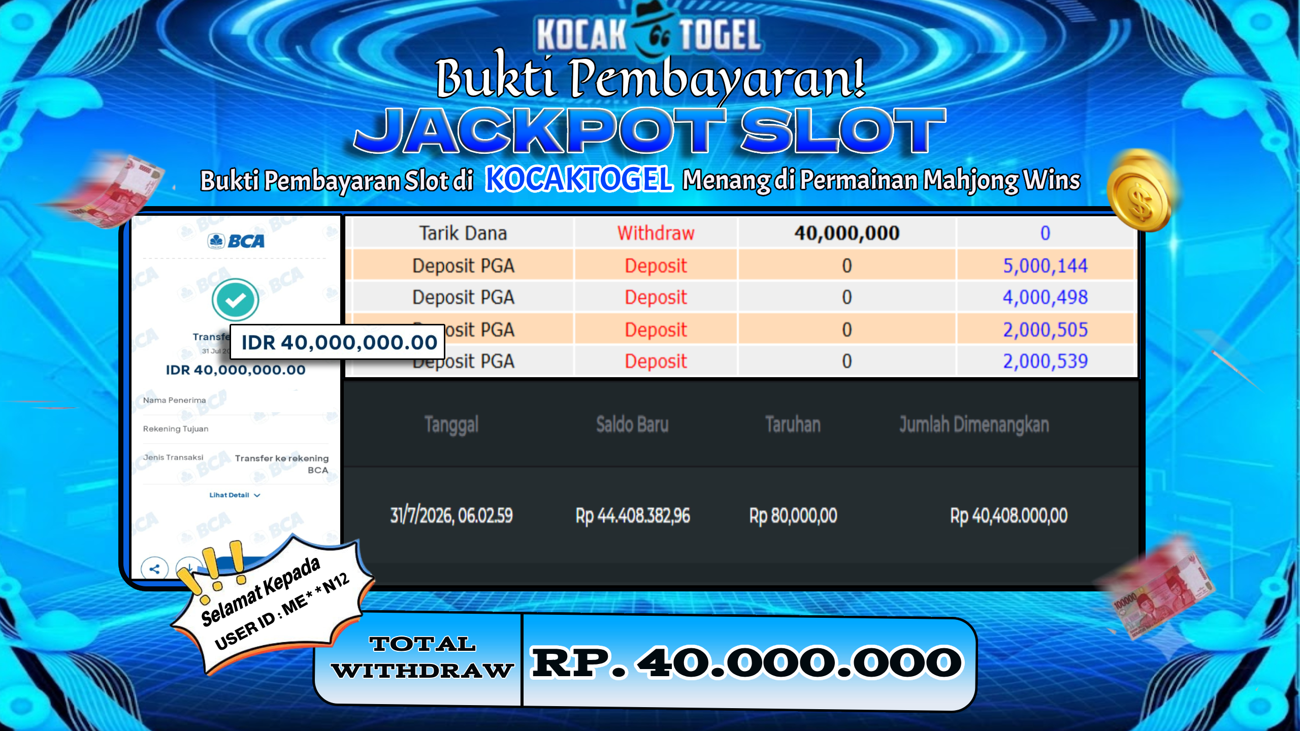 🏆 BUKTI KEMENANGAN Mahjong Wins MEMBER KOCAKTOGEL  🏆