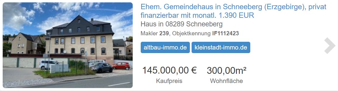 Angebot ehem.Gemeindehaus in Schneeberg