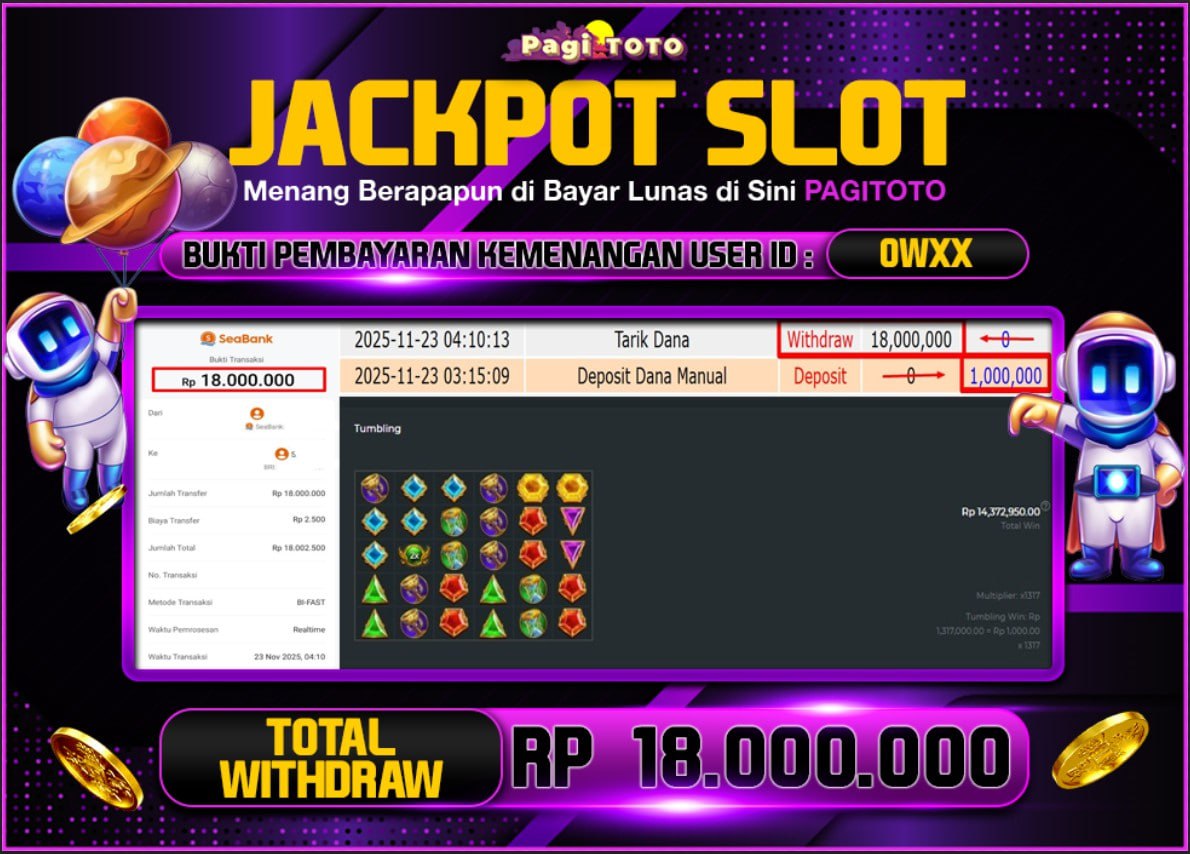HAPPY JACKPOT MEMBER PAGITOTO SLOT GATES OF OLYMPUS 1000 Rp  18.000.000-, - LUNAS