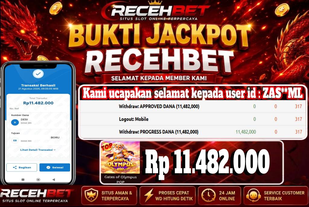🏆 Terbukti Jackpot GATES OF OLYMPUS POP  Rp 11.482.000-, Di RECEHBET 🏆