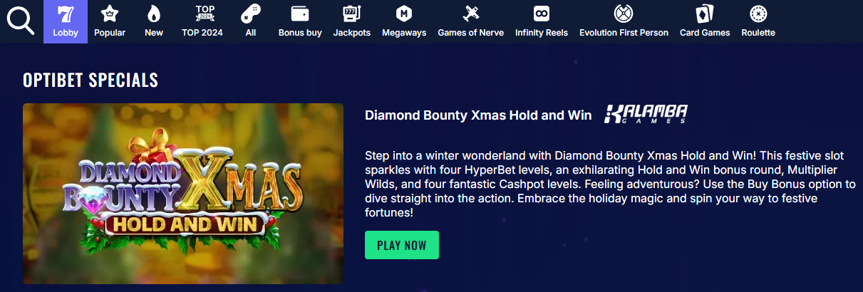 games and slots at optibet