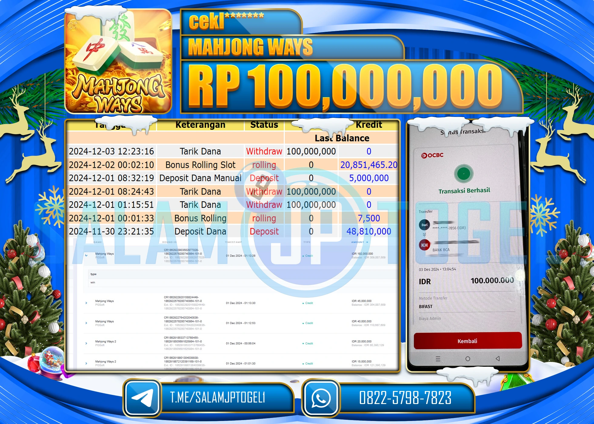 SALAMJPTOGEL MENANG SLOT MAHJONG WAYS 2 RP. 100,000,000 LUNAS