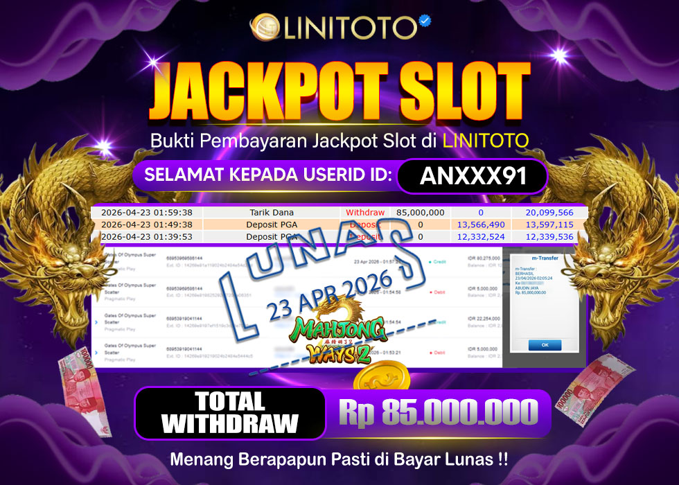 LINITOTO JACKPOT SLOT Mahjong Wins 2 Rp.85,000,000 - LUNAS